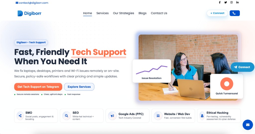 Digiborr — Homepage Tech Support