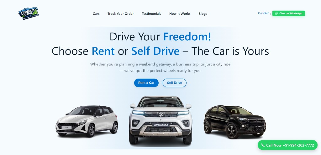 Dream Drive Car Rental — Homepage Hero